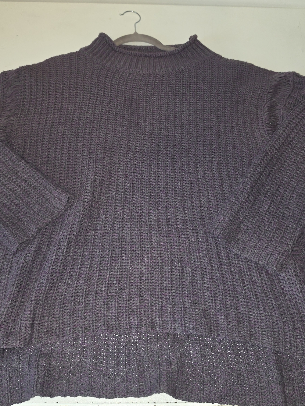Umgee Dark Purple Cowl Neck Knit Sweater